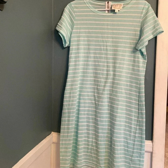 STS - Sail to sable dress - size L - sea foam green and white stripes - Picture 1 of 8